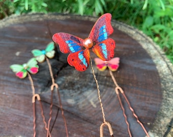 Wooden Butterfly Hair Pins: Fairy Bride Accessory