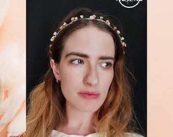 Elven Blossom Crown: Peach Flower Tiara, Galadriel Style