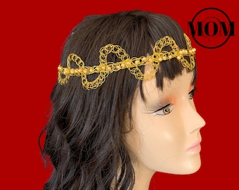 Handmade Gold Pearl Tudor Crown: Medieval Costume Tiara