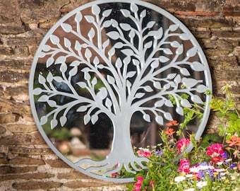 Tree of Life Garden Mirror - Grey