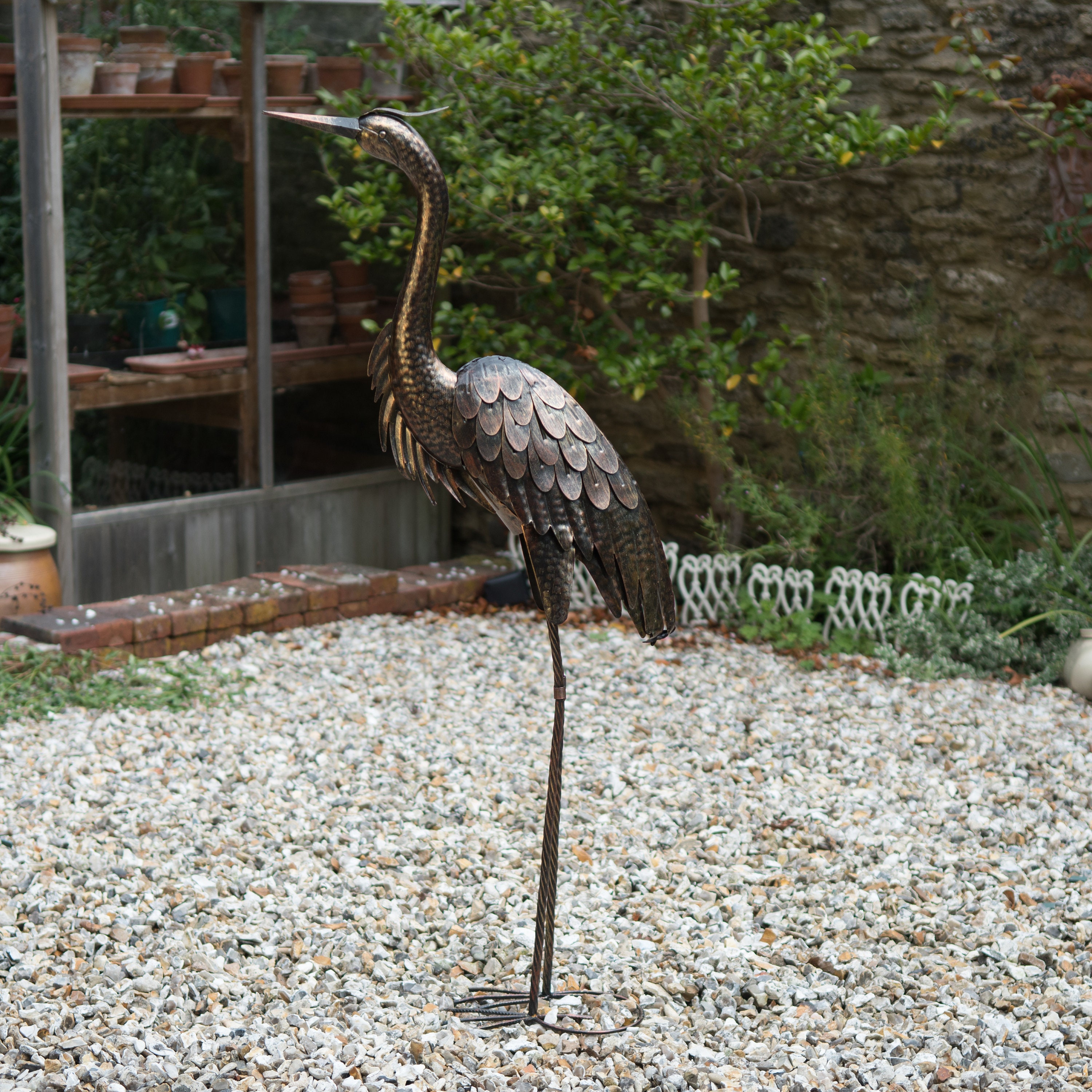 Large Metal Heron Statue Ornament Garden Statue Bird Yard Etsy UK