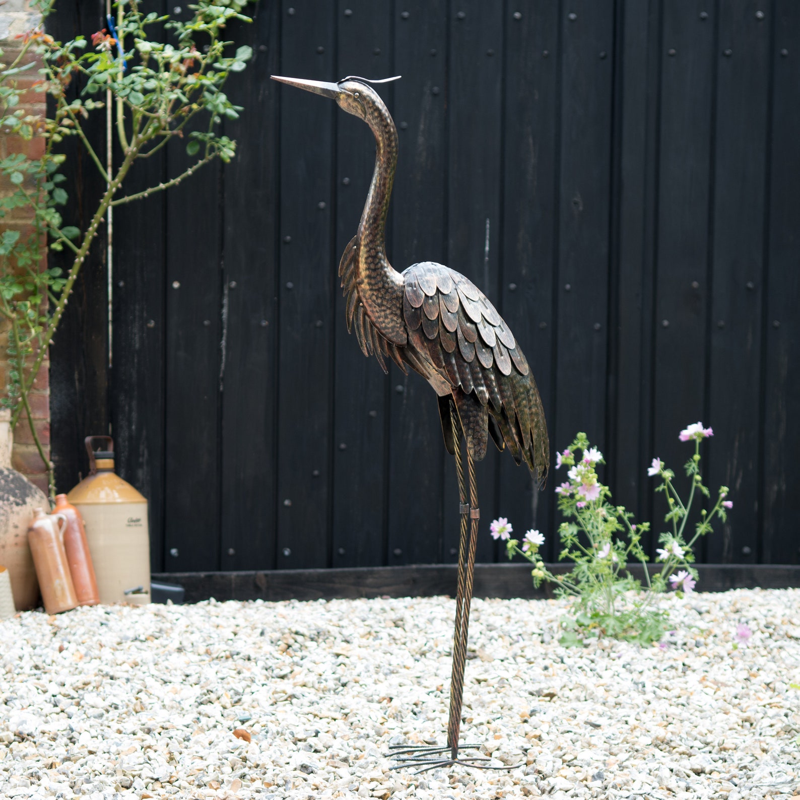 Grand ornement en métal de statue de heron Statue de jardin Etsy France