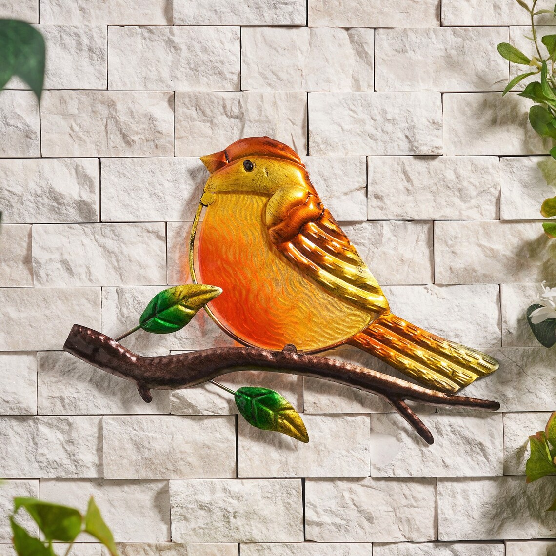 Robin Wall Art Glass bird Ornament Garden Decor Fence Etsy