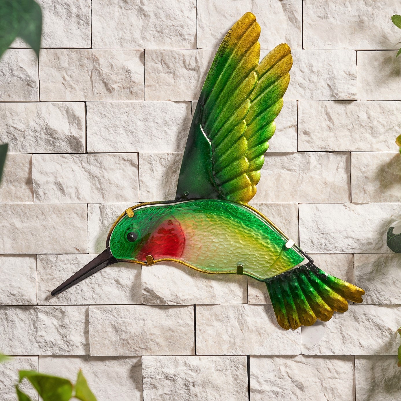 Green Hummingbird Wall Art Glass Bird Ornament Garden Etsy UK