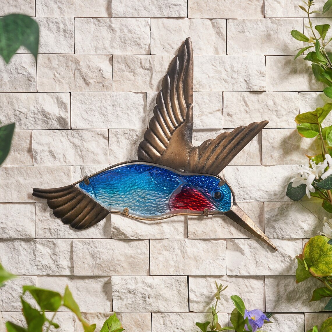 Hummingbird Wall Art Glass Bird Ornament Garden Decor Etsy