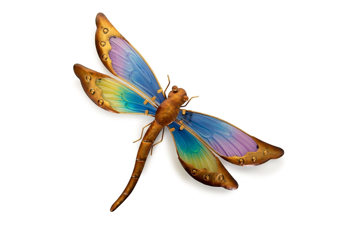 Dragonfly Glass Wall Art Glass Dragonfly Ornament Garden Etsy