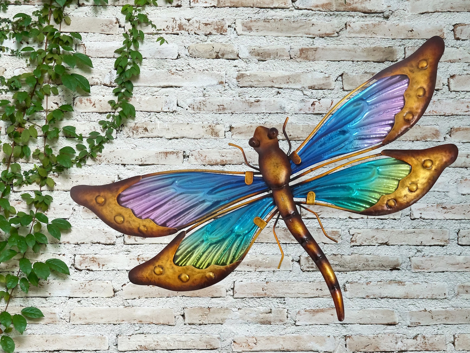 Dragonfly Glass Wall Art Glass Dragonfly Ornament Garden Etsy