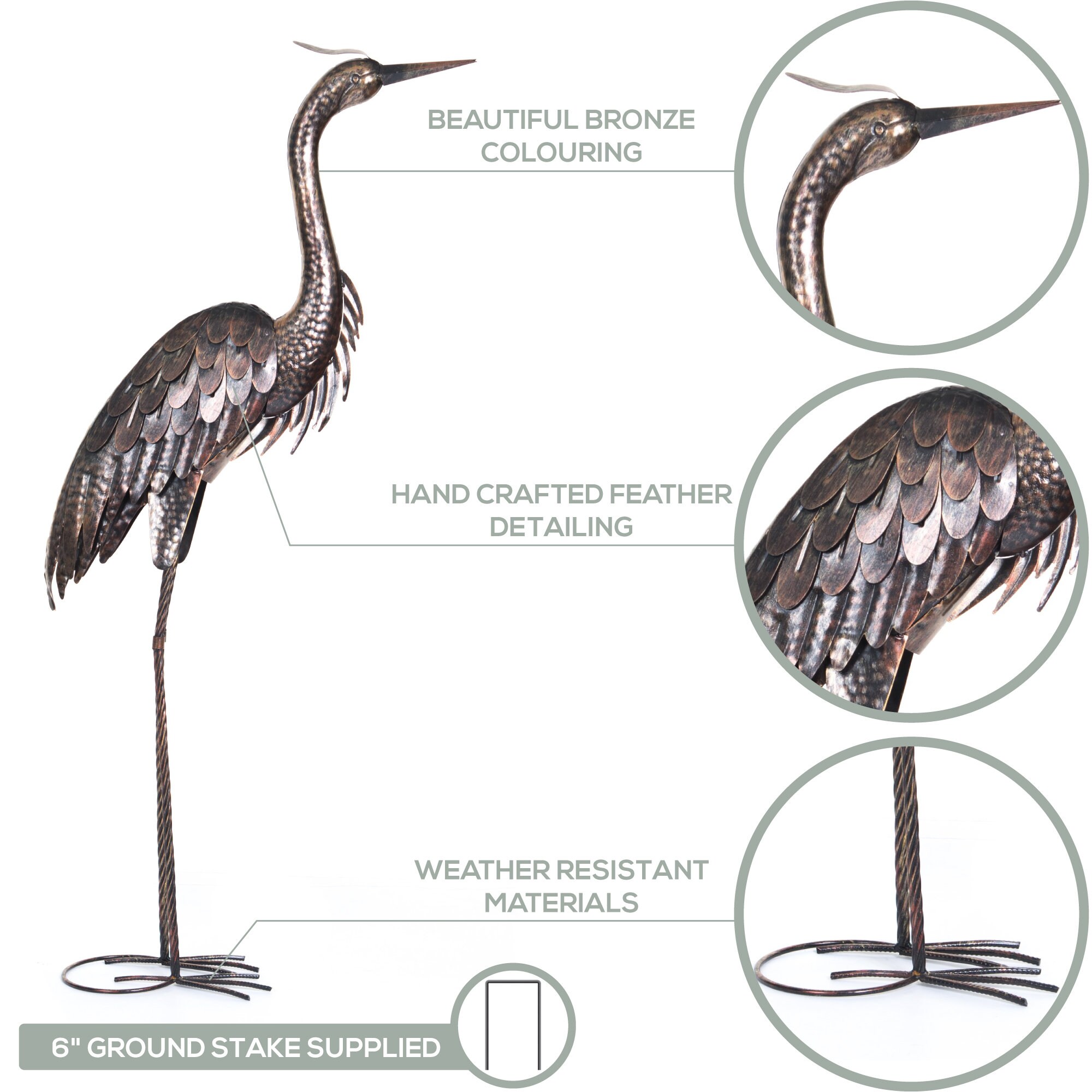 Large Metal Heron Statue Ornament Garden Statue Bird Yard Etsy