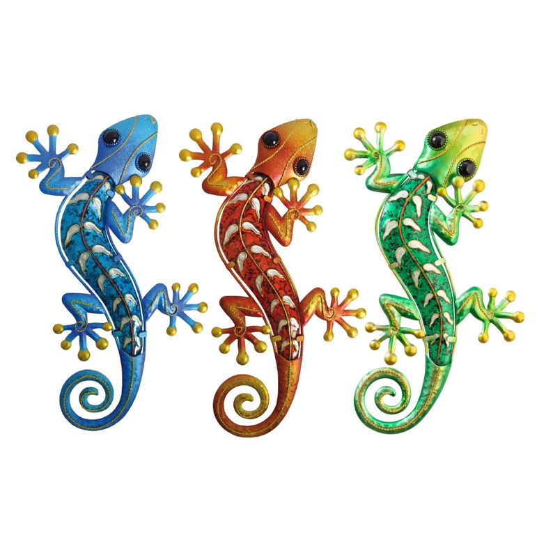 40cm Gecko Glass Wall Art Gecko Owl Ornament Garden Decor Etsy