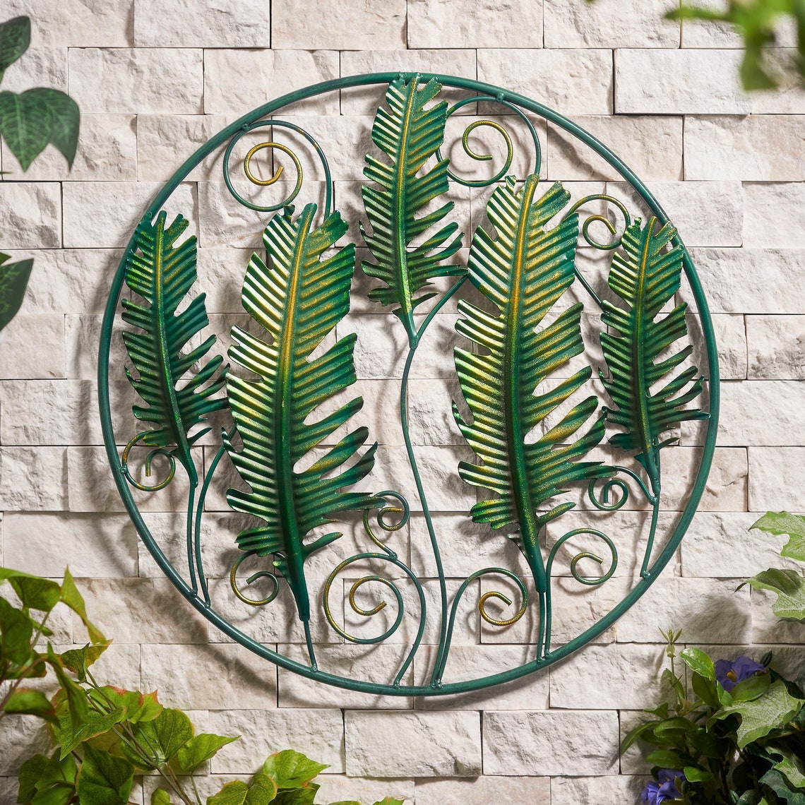 Palm Leaf Wall Art Metal garden Ornament Garden Decor Etsy