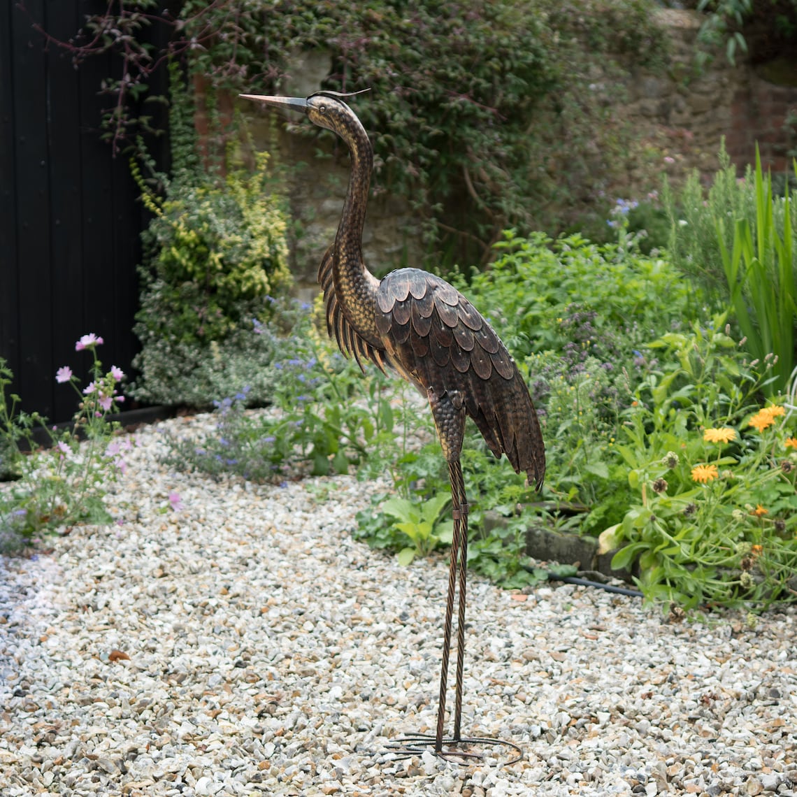 Large Metal Heron Statue Ornament Garden Statue Bird Yard Etsy