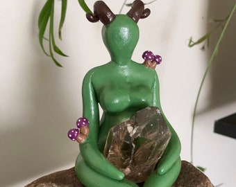 pachamama gaia priestess for altar teraphim statue GUARDIAN handmade clay goddess art figurine miniature sculpture devotional art for her