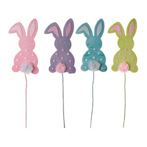 Pink Purple Blue Green Polka Dot Bunny Pick, Bunny Pick, Bunny Wreath Attachment, Easter Wreath Picks, Easter Decorations