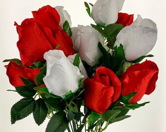 Artificial Rose Rosebud Bouquet Bush 18 HEAD Assorted Wedding Floral Flower 35cm Artificial Rose Rosebud Bouquet Bush 18 HEAD Assorted Wedding Floral Flower 35cm