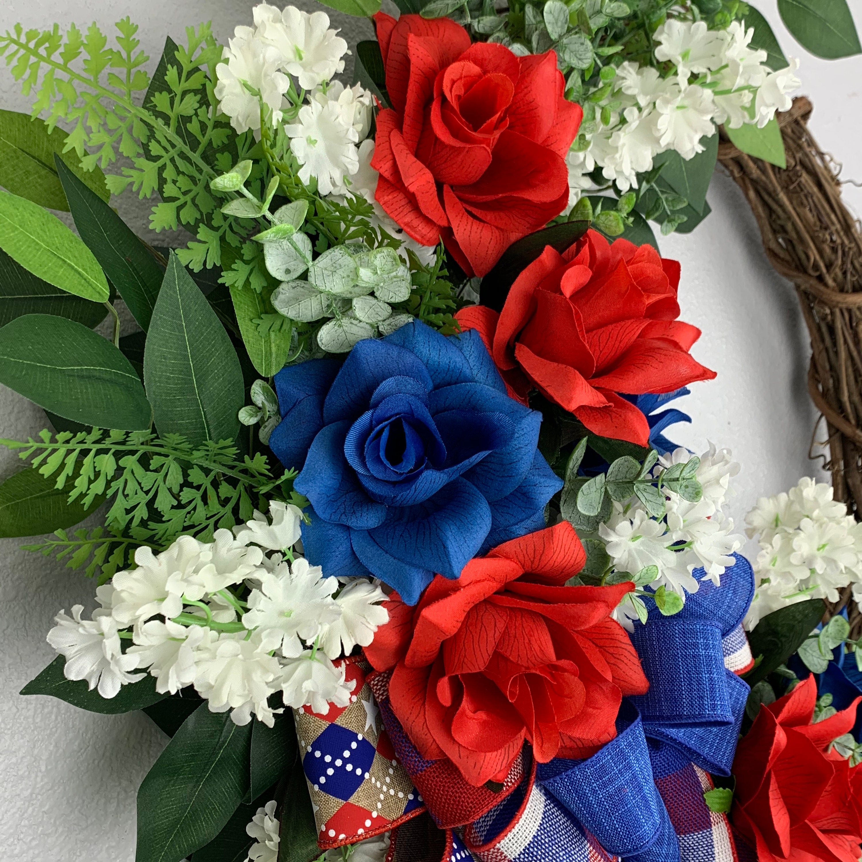 Summer Patriotic Grapevine 4th of July Wreath Large Porch Etsy