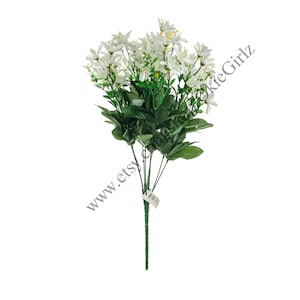 White Tweedle Artificial Flower Bush, 20&quot; Balansae Floral Greenery