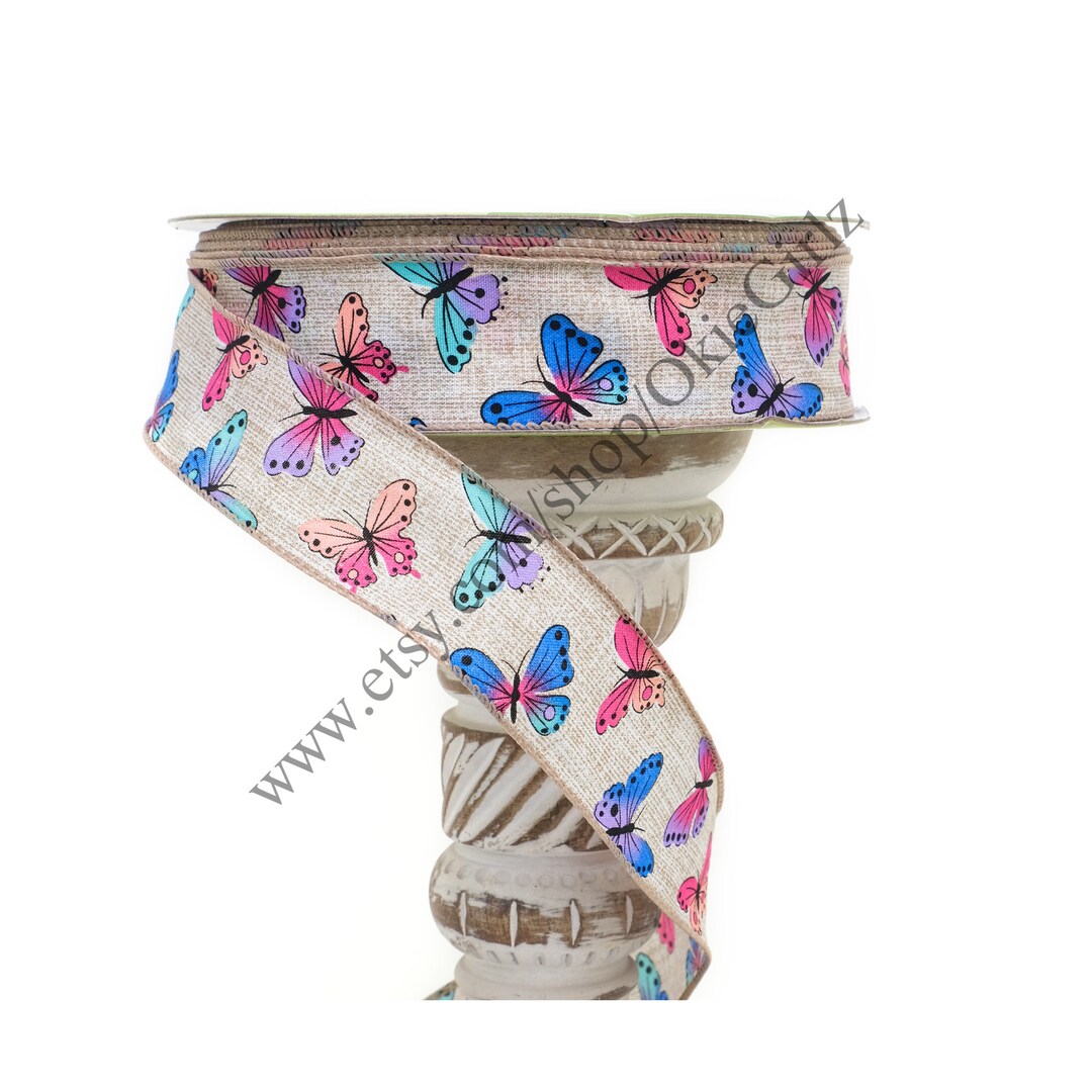 Pink Purple Butterfly Ribbon, Butterfly Ribbon, Summer Ribbon, 1.5 Inch