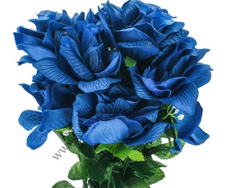 Blue Rose Bush: 12-Stem Artificial Patriotic Floral Arrangement