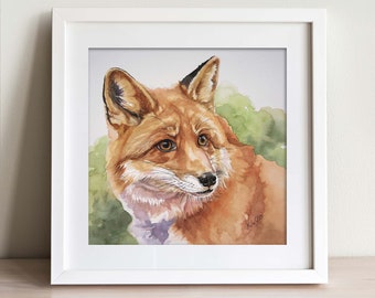 Christmas Gift, Fox Print from Painting, Irish Art Print, Watercolour, Red Fox, Fox Art, Giclée, Irish Wildlife