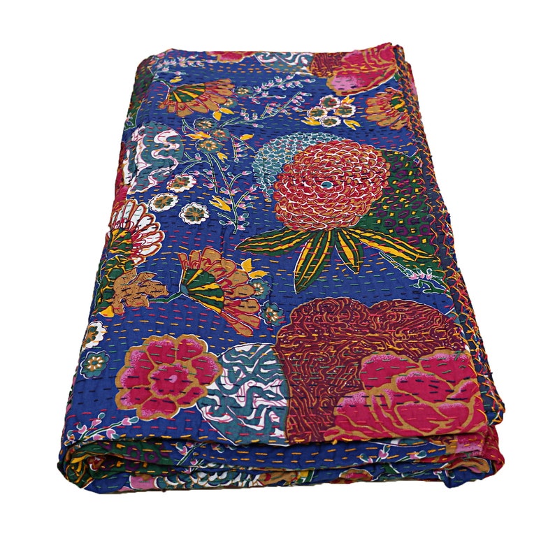 Gudari Blanket,Bohemian Decor Bedspread,Quilt Indian Ethnic Throw Kantha Ralli