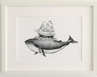 Hochwertiger A5 Kunstdruck • Wal • Maritimer Lieblingsbecher