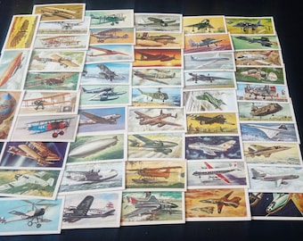 Complete Collection Of 50 Cards, Vintage Brooke Bond Tea Cards, C 1960's 'The History Of Aviation'