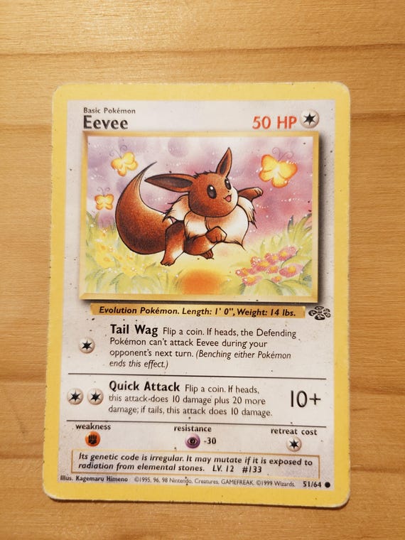 Vintage Original Pokmon Jungle Set 1999 Eevee Trading Card! - Etsy New  Zealand