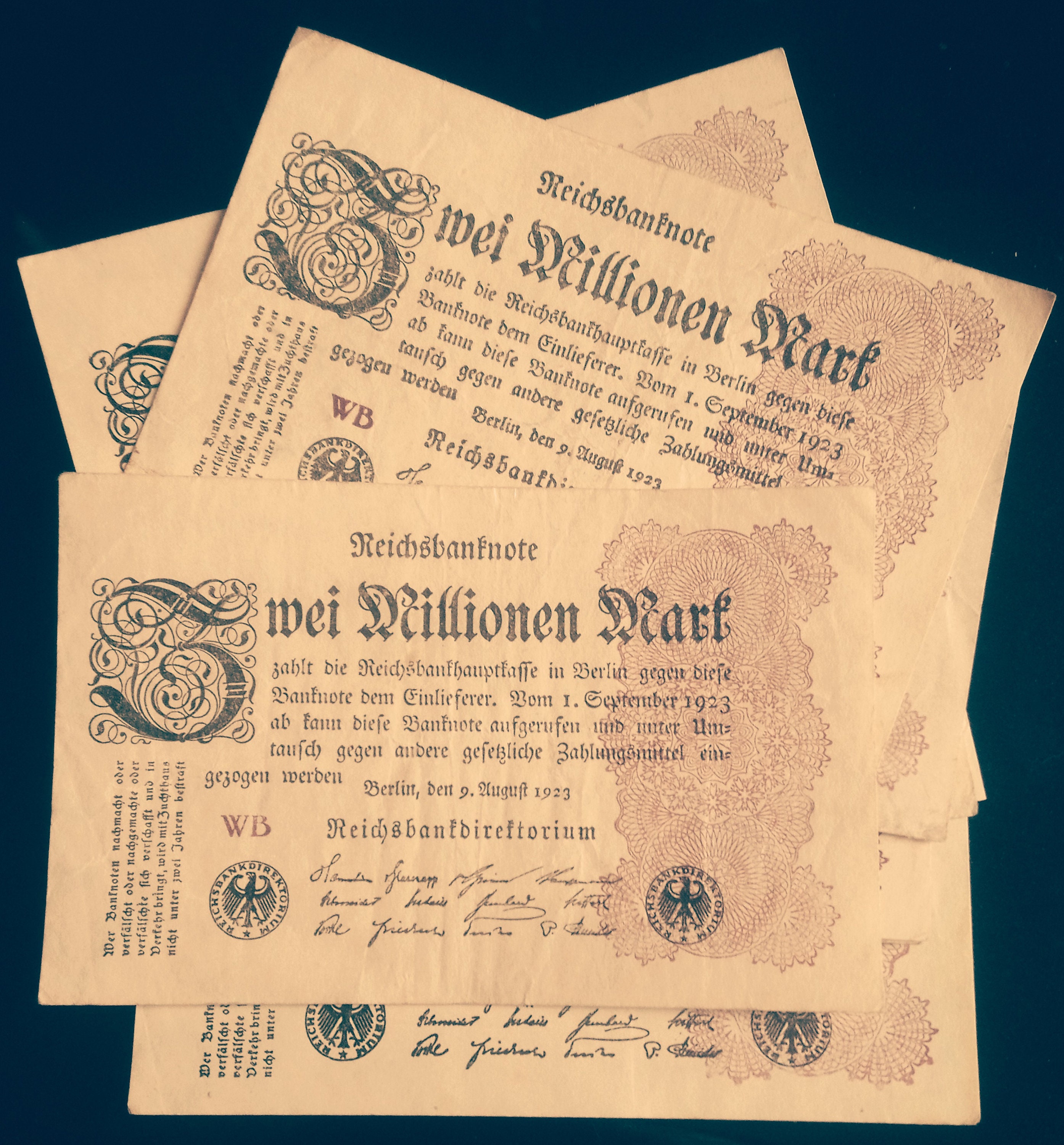 1923年 ドイツマルク紙幣 100万マルク札（ドイツ、1923年）｜HYamaguchi
