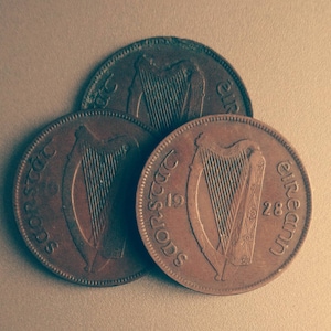 A Vintage Lucky Irish Penny Coin From 1920/1930/1940/1950/1960's, Celtic Design!