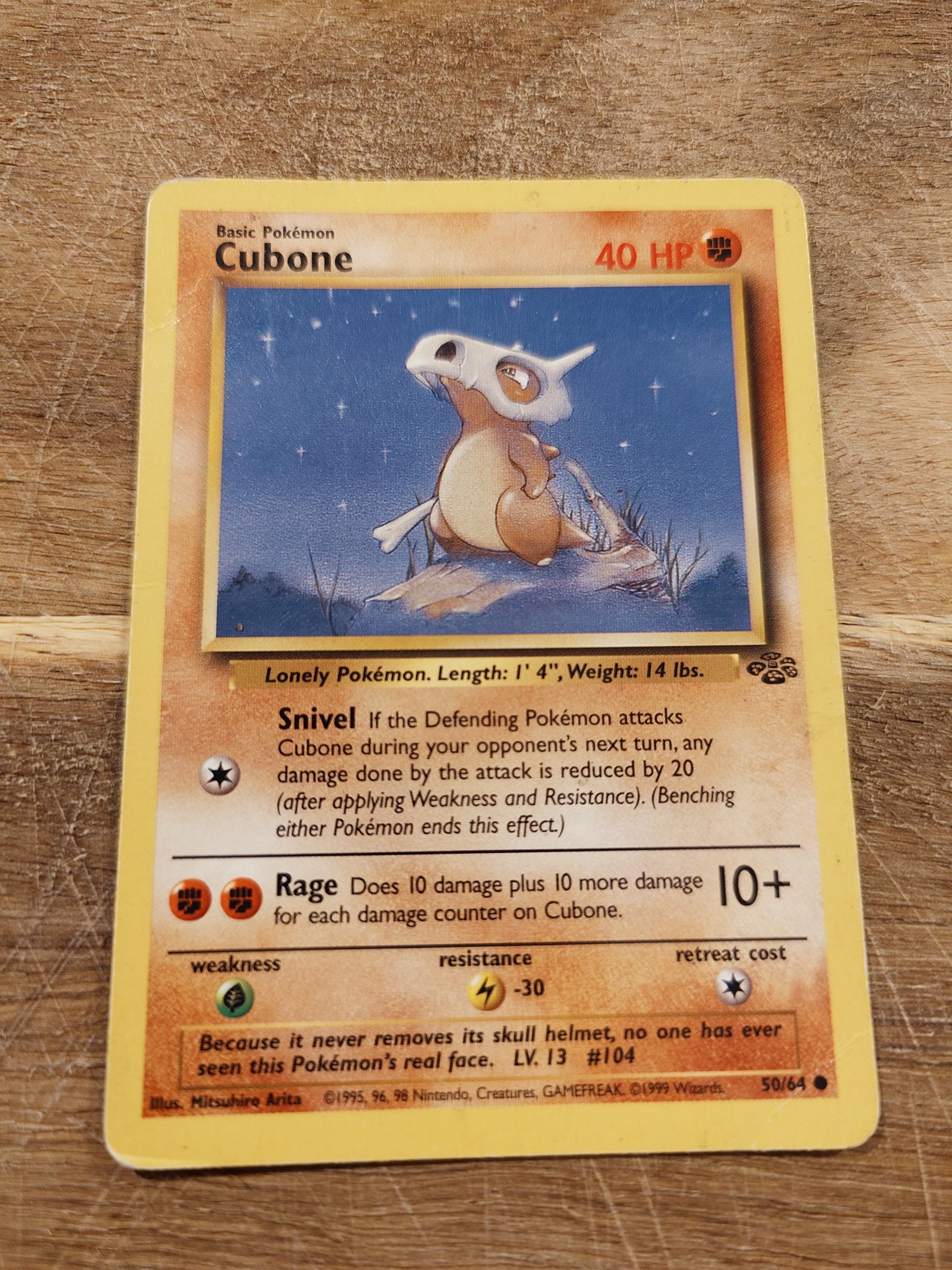 Vintage Original Pokémon Jungle Set 1999 Cubone Trading Card! - Etsy