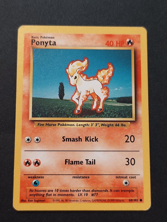 1995 ponyta pokemon card W / / 1 Gym Challenge Singles 1995, 96, 98 Pokemon Card