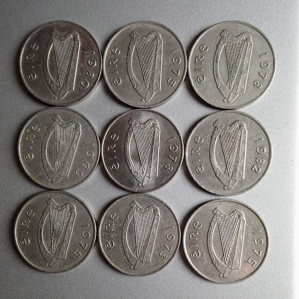 Beautiful Vintage Irish Ten Pence Coin, Celtic Design!