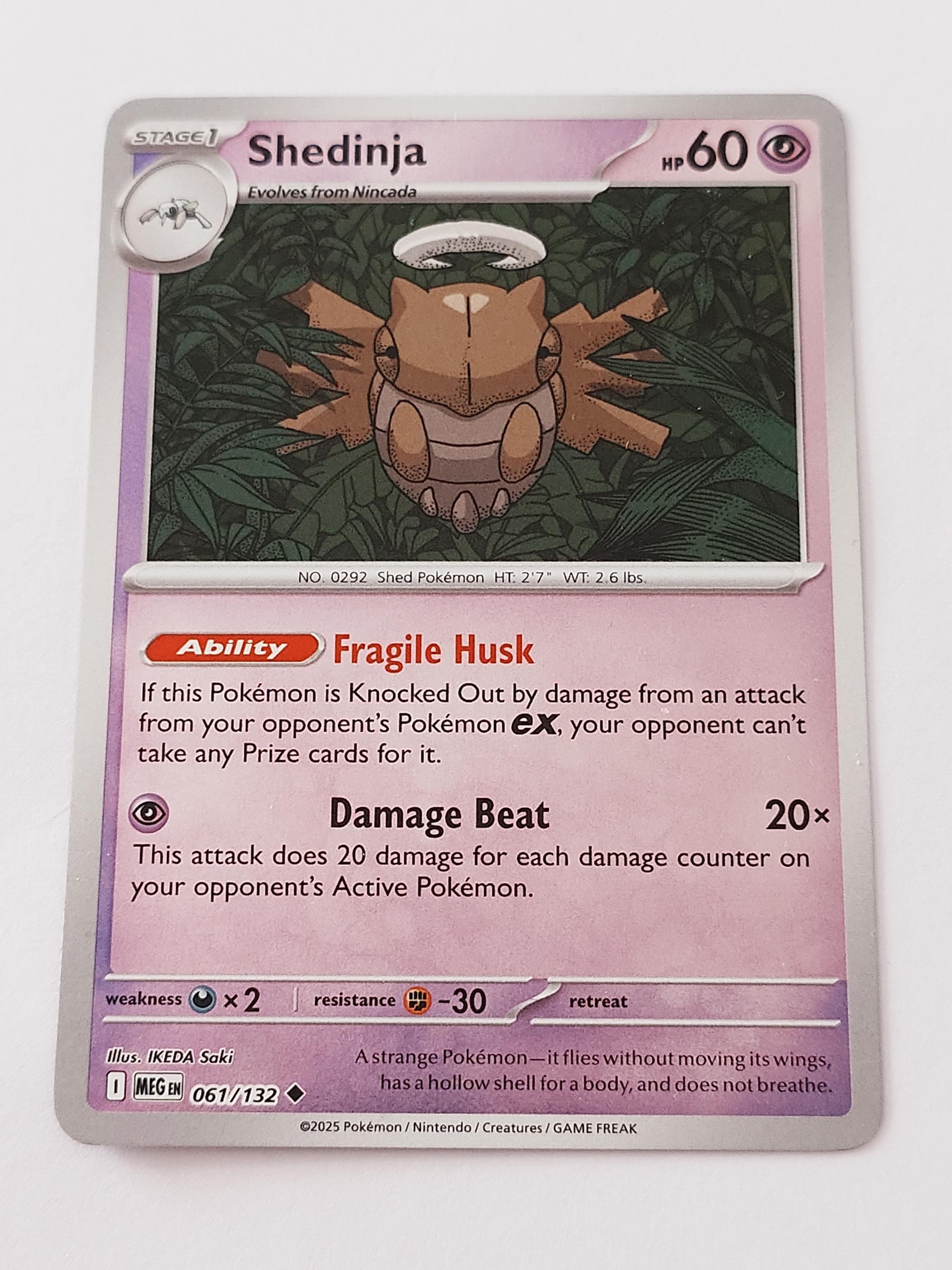 shedinja pokemon card (14/107) highlighting its unique Mega Evolution form. Pokmon - Shedinja (11/108) -