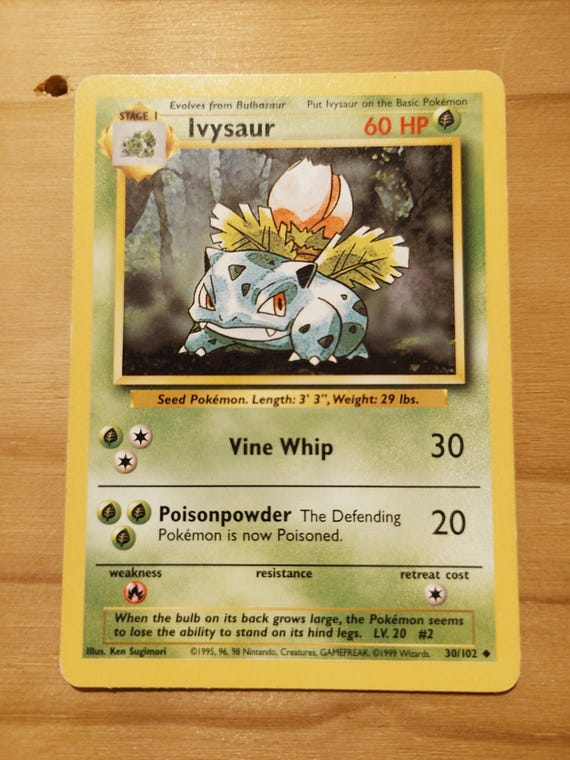 Vintage Original Pokémon Base Set 1999 Ivysaur Trading Card! - Etsy