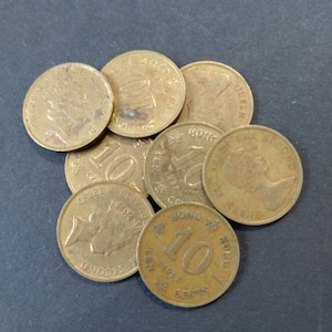 Vintage British Hong Kong Ten Cents Coin Queen Elizabeth II 1980&#39;s! 1pc.