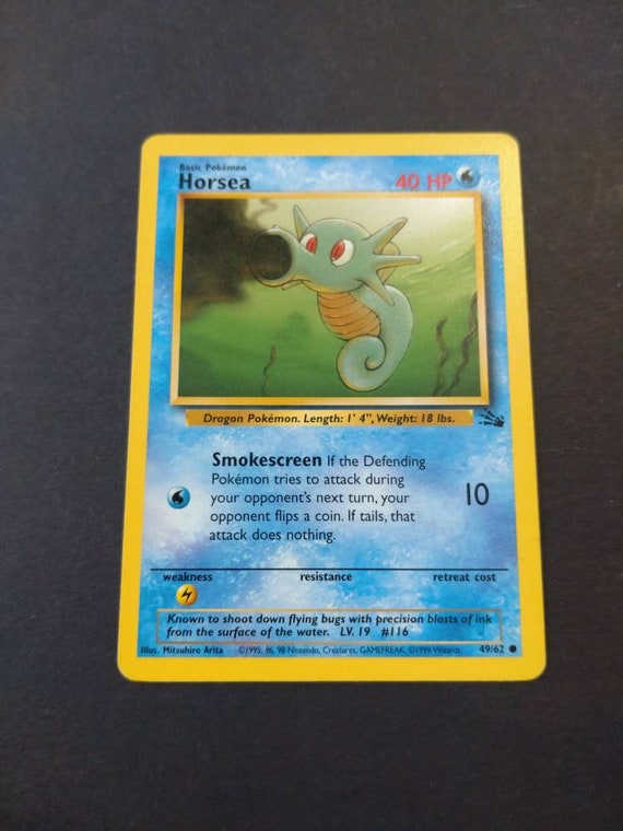Vintage Original Pokmon Fossil Set 1999 Horsea Trading Card!