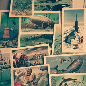 Selectie van 10 vintage thee-/sigarettenkaarten uit de jaren 60 'The Sea - Our Other World'. Ideaal voor al uw knutselideeën!