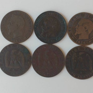 Stunning Antique Empire Of France Five Cents Coin, 19th Century Napoleon III!