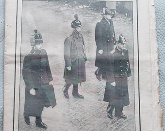 May include: A vintage Daily Telegraph Pictorial Supplement newspaper from January 29, 1936, featuring the headline Funeral of His Majesty King George the Fifth and a black and white photograph of four figures in military uniforms in a procession.