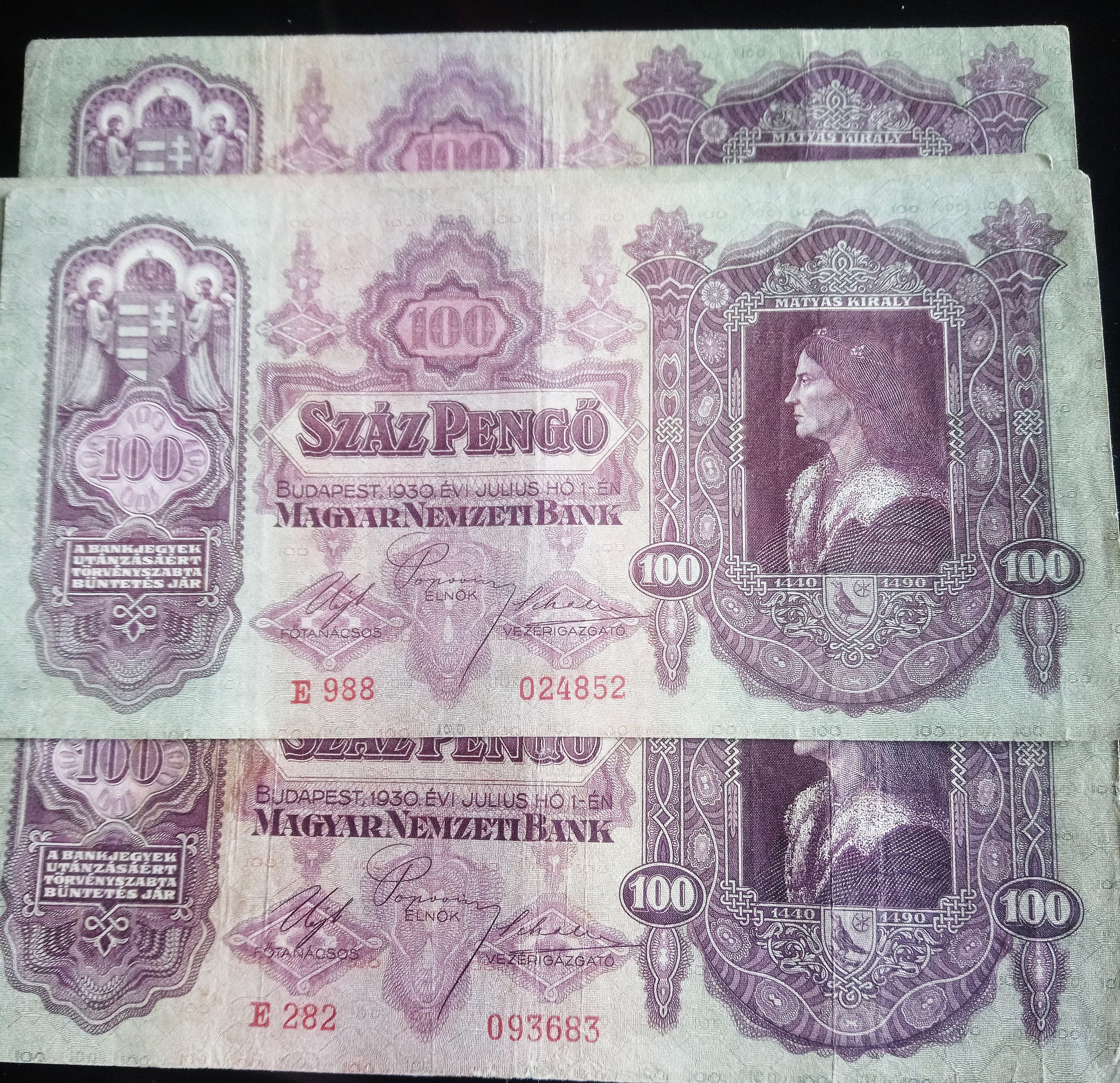 Hungary P-98 100 Pengo Year 1930 Circulated Banknote Europe 