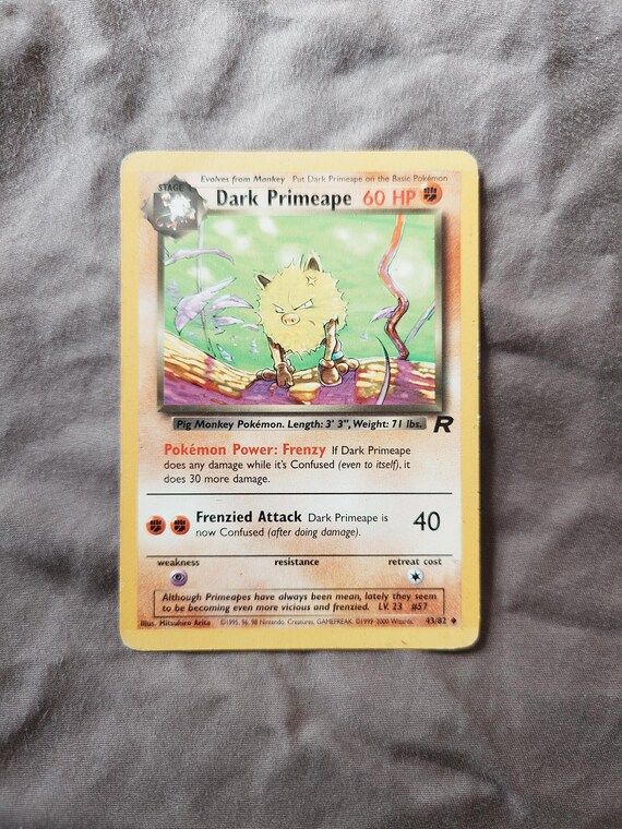 1995 primeape pokemon card Vintage Uncommon Stage 1 1st edition Mankey and Primeape