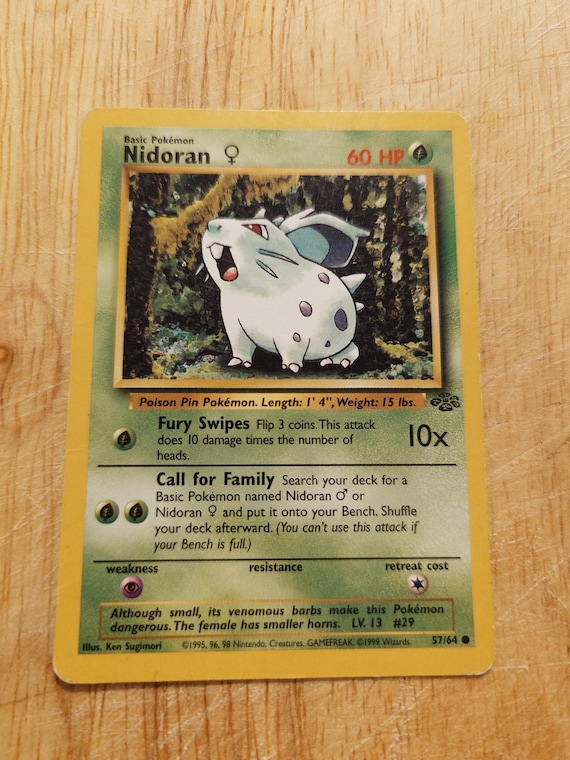 Vintage Original Pokmon Jungle Set 1999 Nidoran Trading Card! - Etsy Vintage Original Pokmon Jungle Set 1999 Nidoran Trading Card! - Etsy
