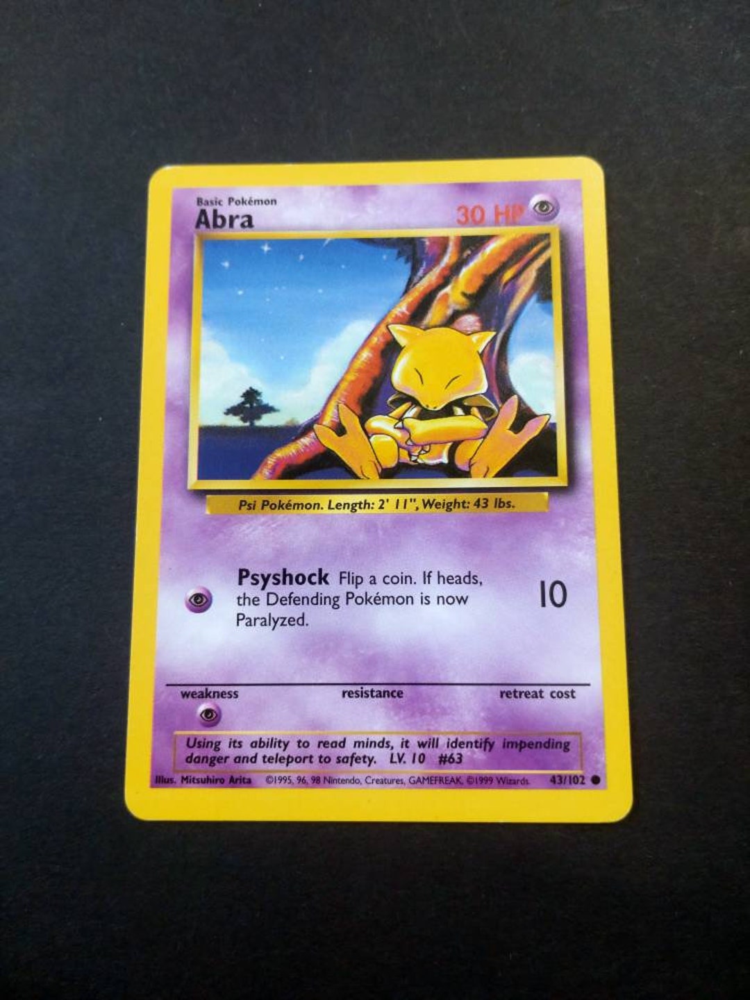 Vintage Original Pokmon Base Set 1999 Abra Trading Card! - Etsy