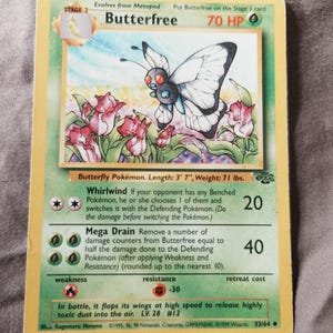 1995 butterfree pokemon card value Jungle Uncommon #33/64 Toys & Games (Do the damage before switching the Pokmon.) Grass Neo Discovery Complete What's your