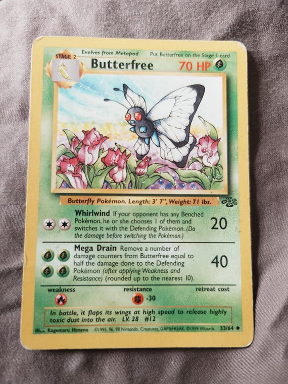 Vintage Original Pokmon Jungle Set 1999 Butterfree Trading Card!