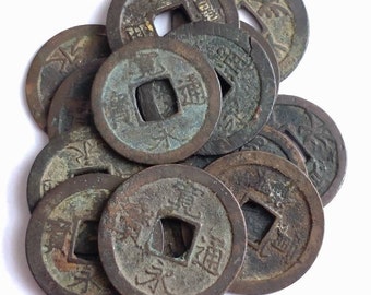 Stunning Antique Ancient Japan Kan'ei Tsūhō One Mon Coin Minted 1600's-1700's Edo Period Tokugawa Shogunate! 1pc.