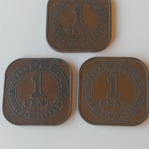 Vintage British Empire Malaya One Cent Square Coin, 1930/40/50/60&#39;s! 1pc.