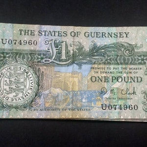 Wunderschöner Vintage Geldschein Guernsey One Pound Queen Elizabeth II!