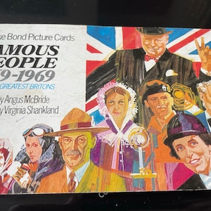Vintage Ephemera Brooke Bond Tea Cards Álbum completo completo, Gente famosa 1869-1969, 50 tarjetas, C 1960