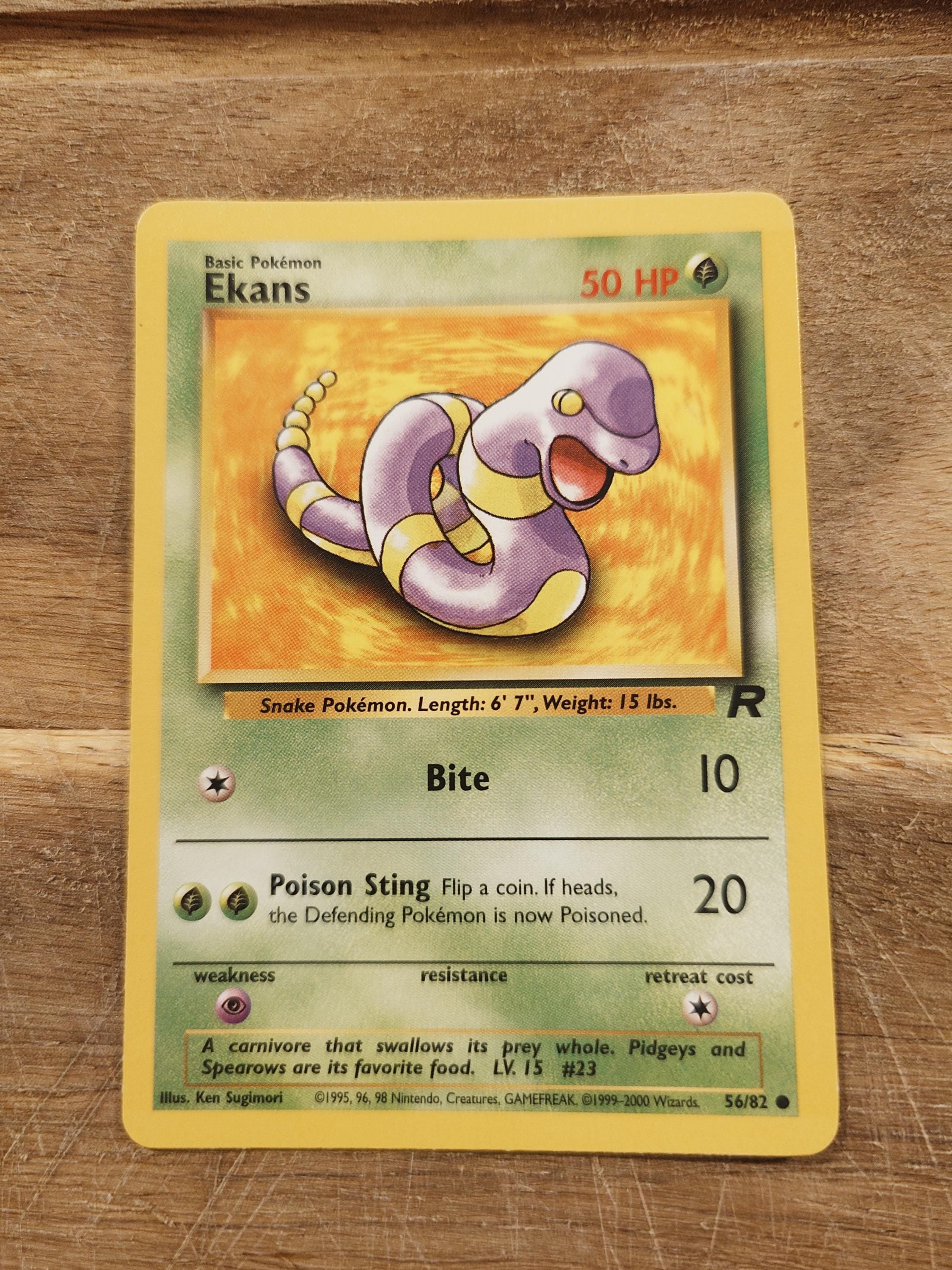 1995 ekans pokemon card Gym Challenge 1st Edition Type Pokemon Fossil Common Ekans #46